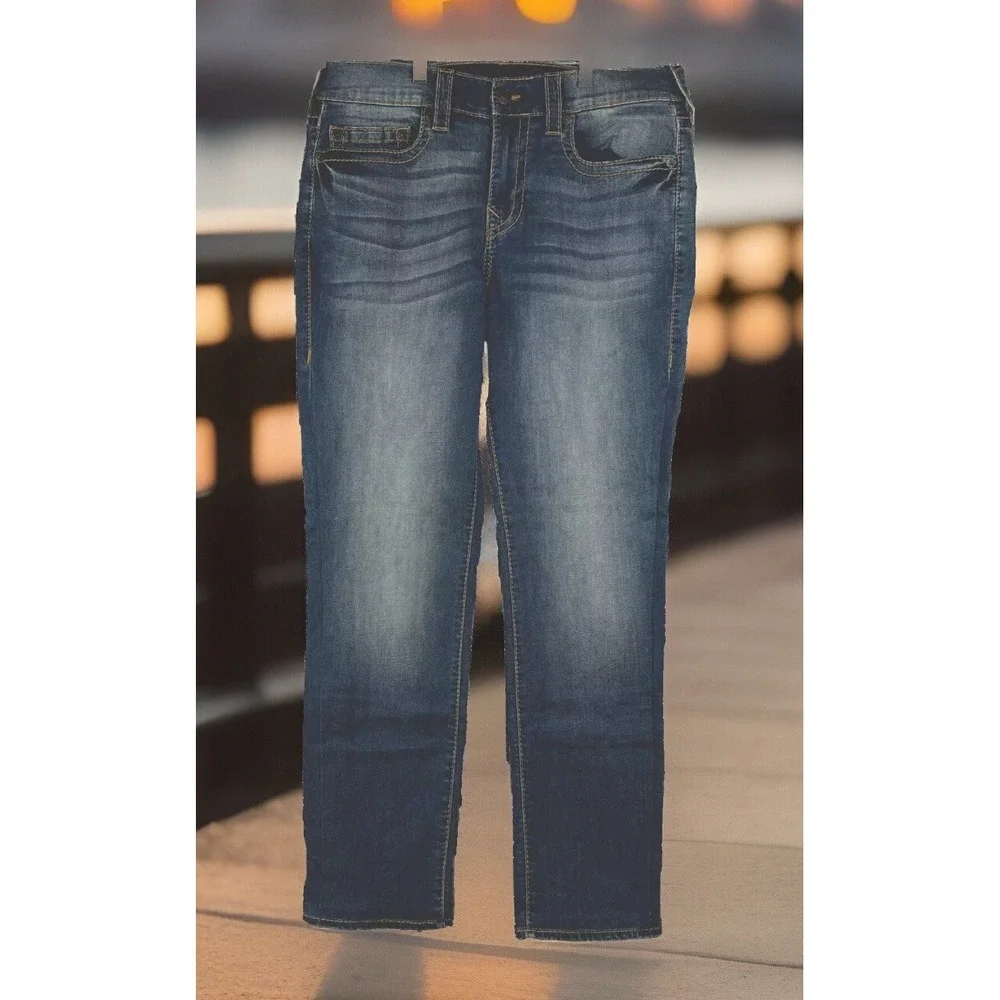 True Religion Geno Relaxed Slim Big T Jeans Men 34x31 Fade Skater hip hop